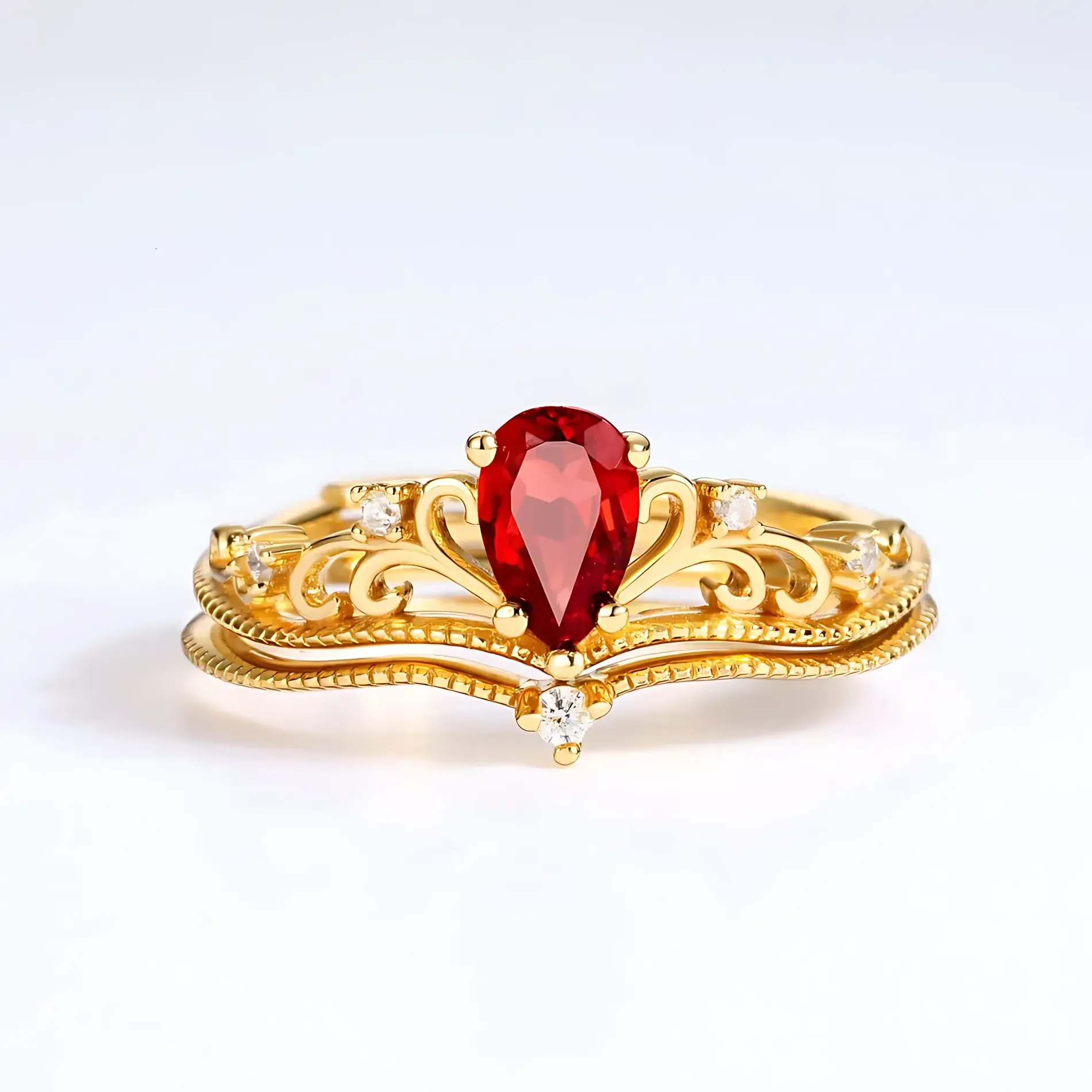 Vintage Garnet Stacking Ring - Image 4
