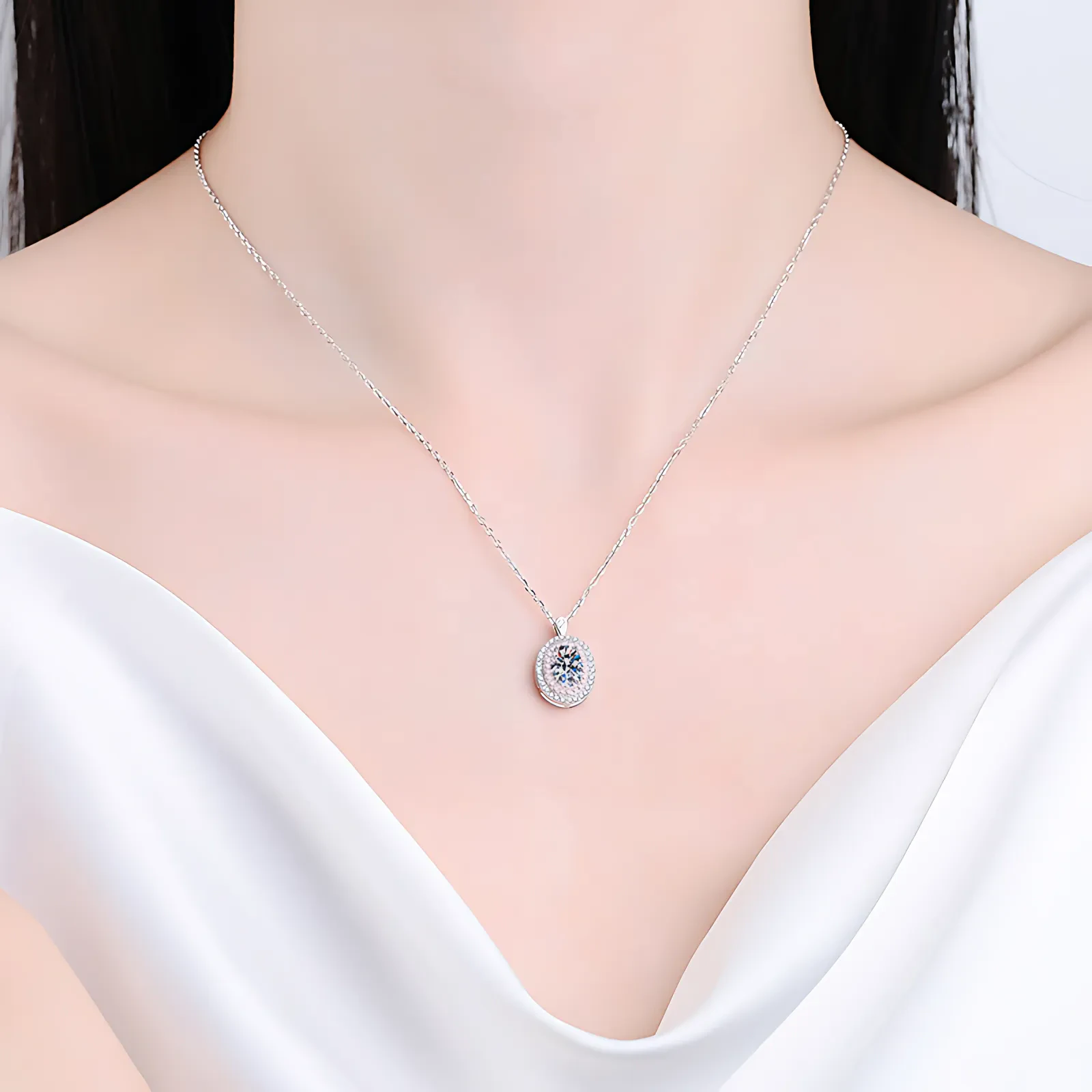 1ct Oval Moissanite Necklace - Image 2