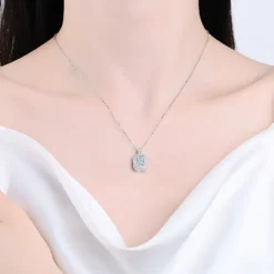 Alternative view of 1ct Radiant Cut Moissanite Pendant Necklace