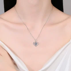 Alternative view of 1ct Heart Moissanite Necklace