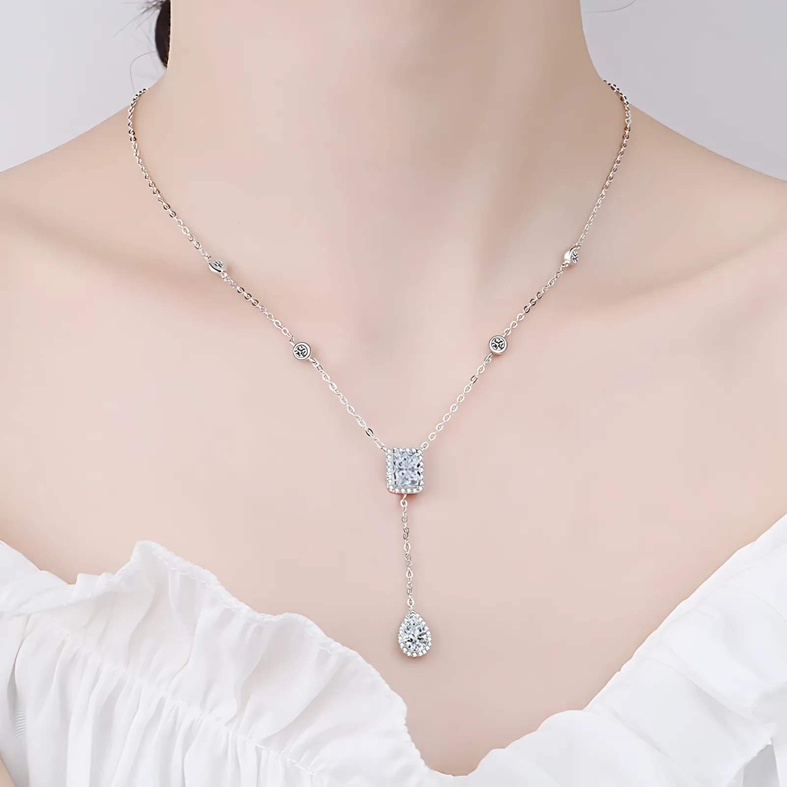 3ct Moissanite Lariat Necklace - Image 2