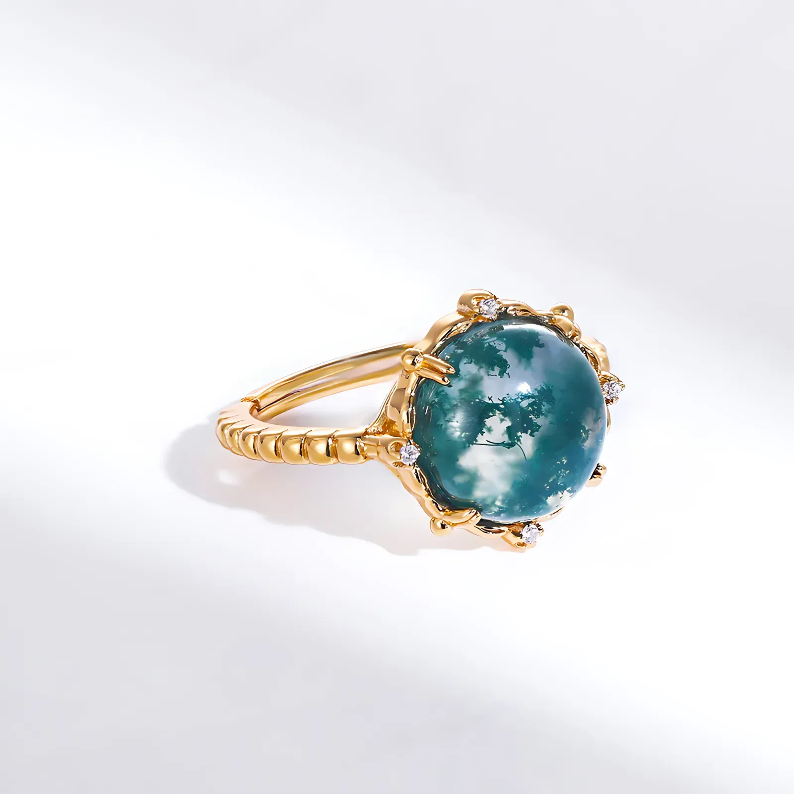 2.5ct Bold Round Moss Agate Ring - Image 3