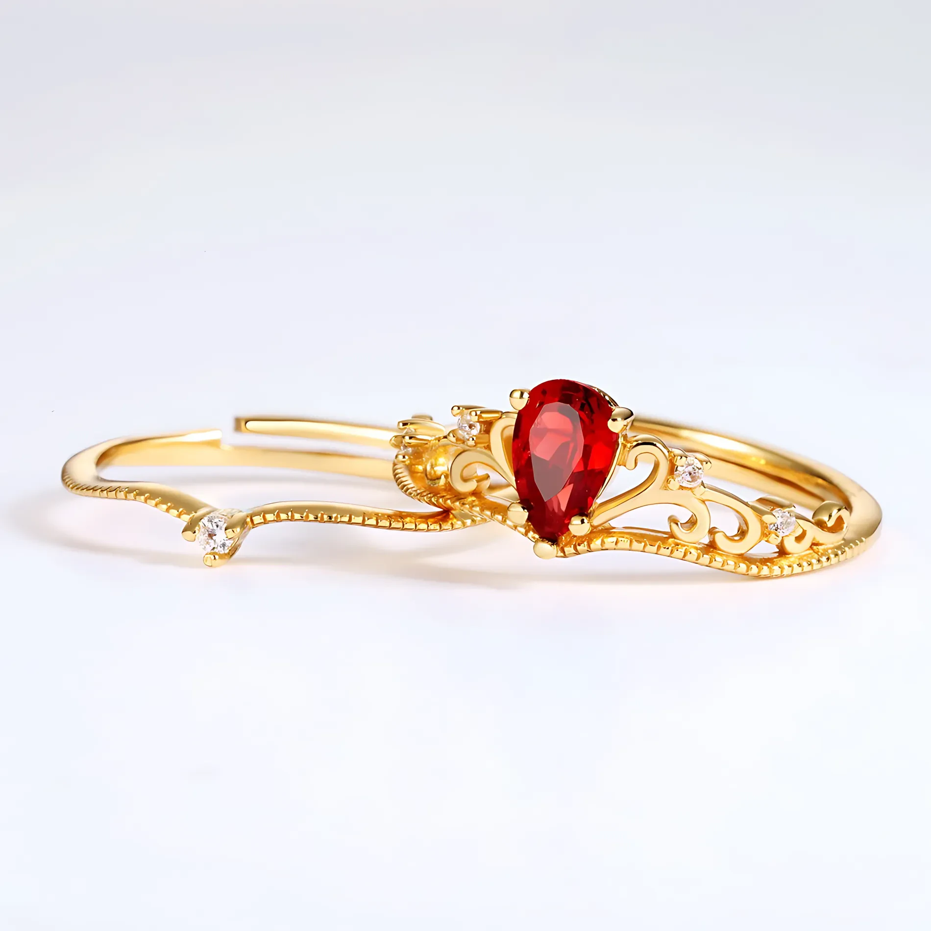 Vintage Garnet Stacking Ring - Image 3