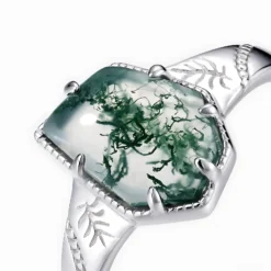 Alternative view of Irregular Moss Agate Engraved Ring