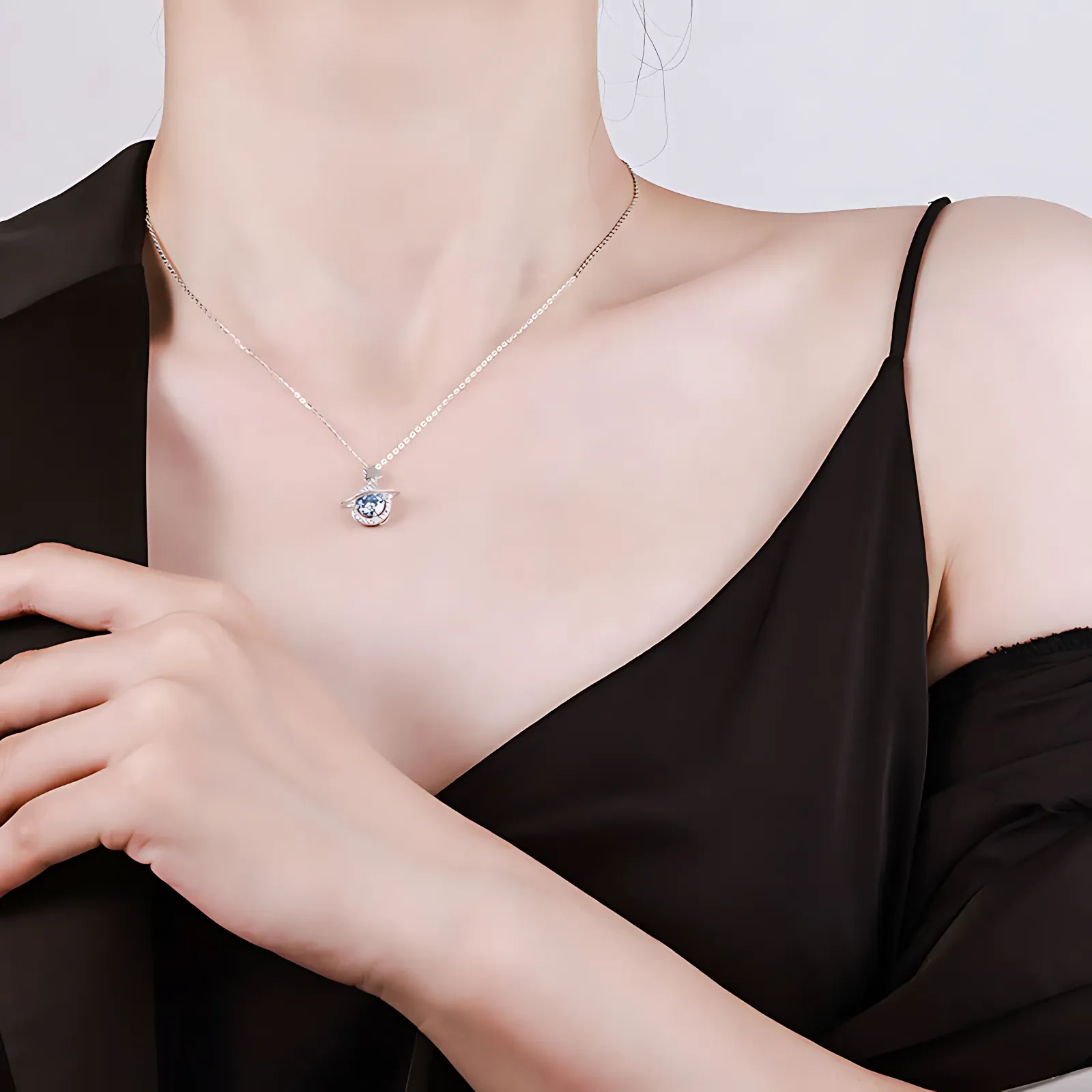 Blue Planet 1ct Moissanite Silver Necklace - Image 2