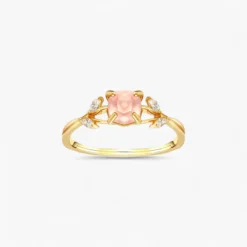 Round Pink Crystal Ring