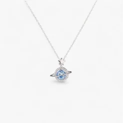 Blue Planet 1ct Moissanite Silver Necklace