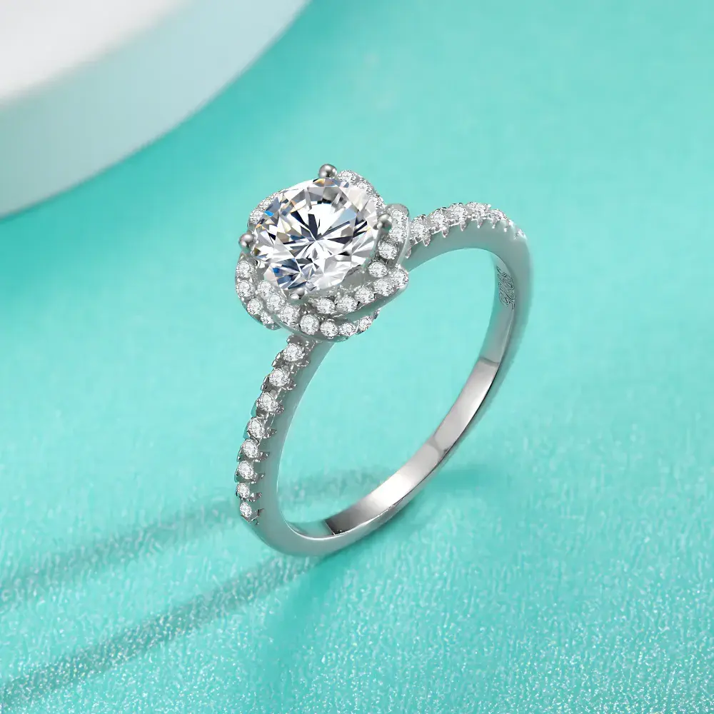 1ct Moissanite Rose Halo Ring - Image 3