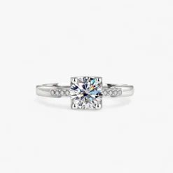 1ct Round Moissanite Side Stone Ring