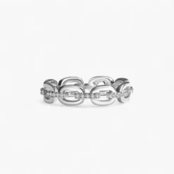 Moissanite Bold Chain Sliver Ring