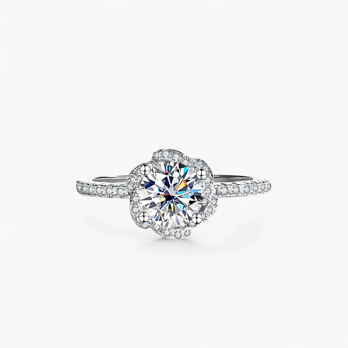 1ct Moissanite Rose Halo Ring