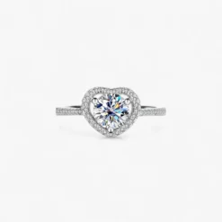 1ct Moissanite Heart Halo Ring