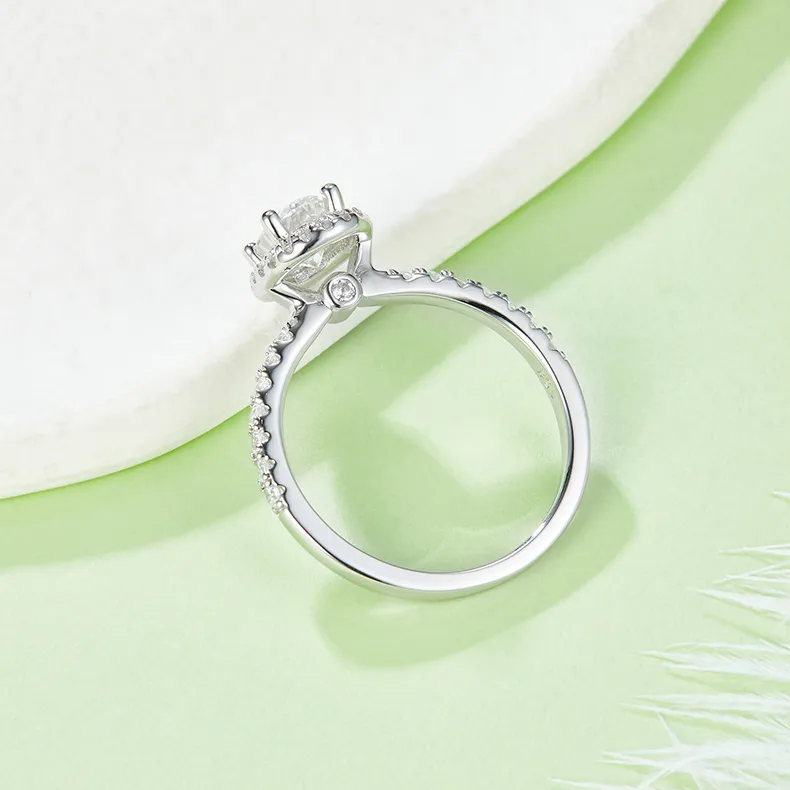 1ct|2ct Oval Moissanite Halo Ring - Image 5