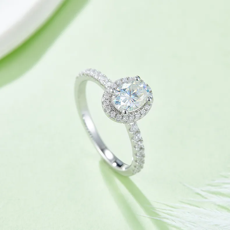 1ct|2ct Oval Moissanite Halo Ring - Image 3
