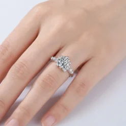 Alternative view of 2ct Round Side Stone Ring