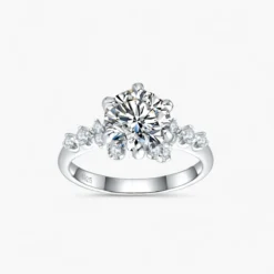 2ct Round Side Stone Ring