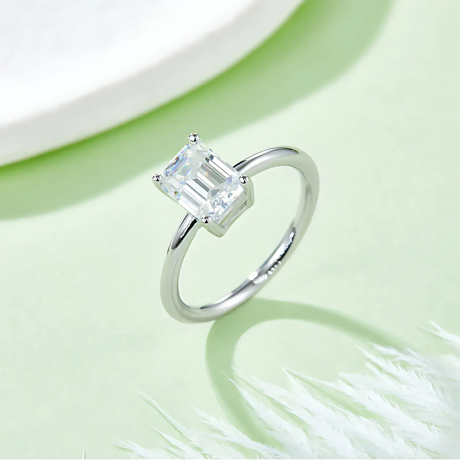 2ct Emerald-Cut Moissanite Solitaire Ring - Image 4
