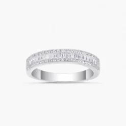 Emerald-cut Moissanite Half Eternity Ring