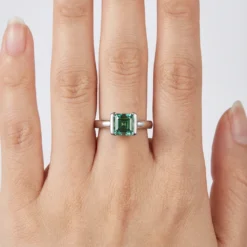 Alternative view of 1ct Green Moissanite Asscher Cut Solitaire Ring