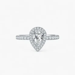 1ct Pear Halo Side Stone Ring