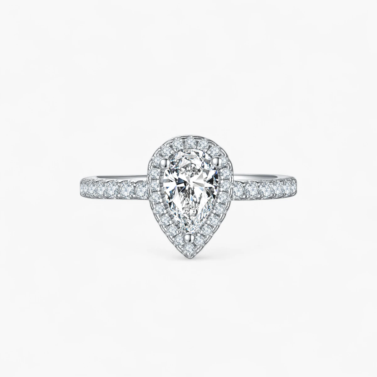 1ct Pear Halo Side Stone Ring