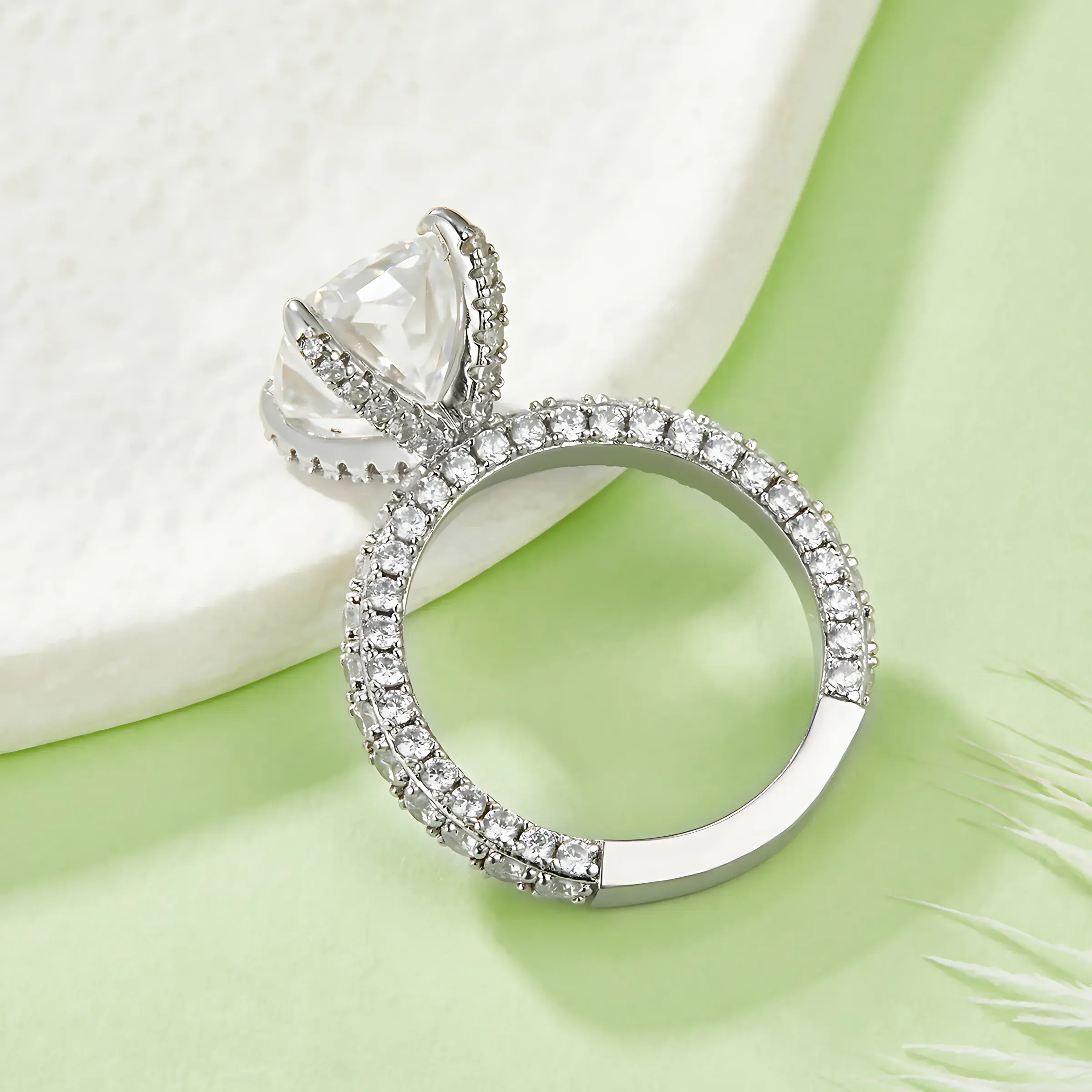 5ct Radiant Cut Moissanite Pave Side Stone Ring - Image 5