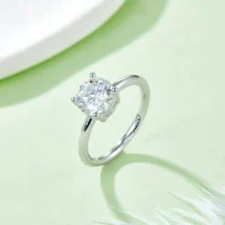 Alternative view of 2ct Round Cut Moissanite Solitaire Ring