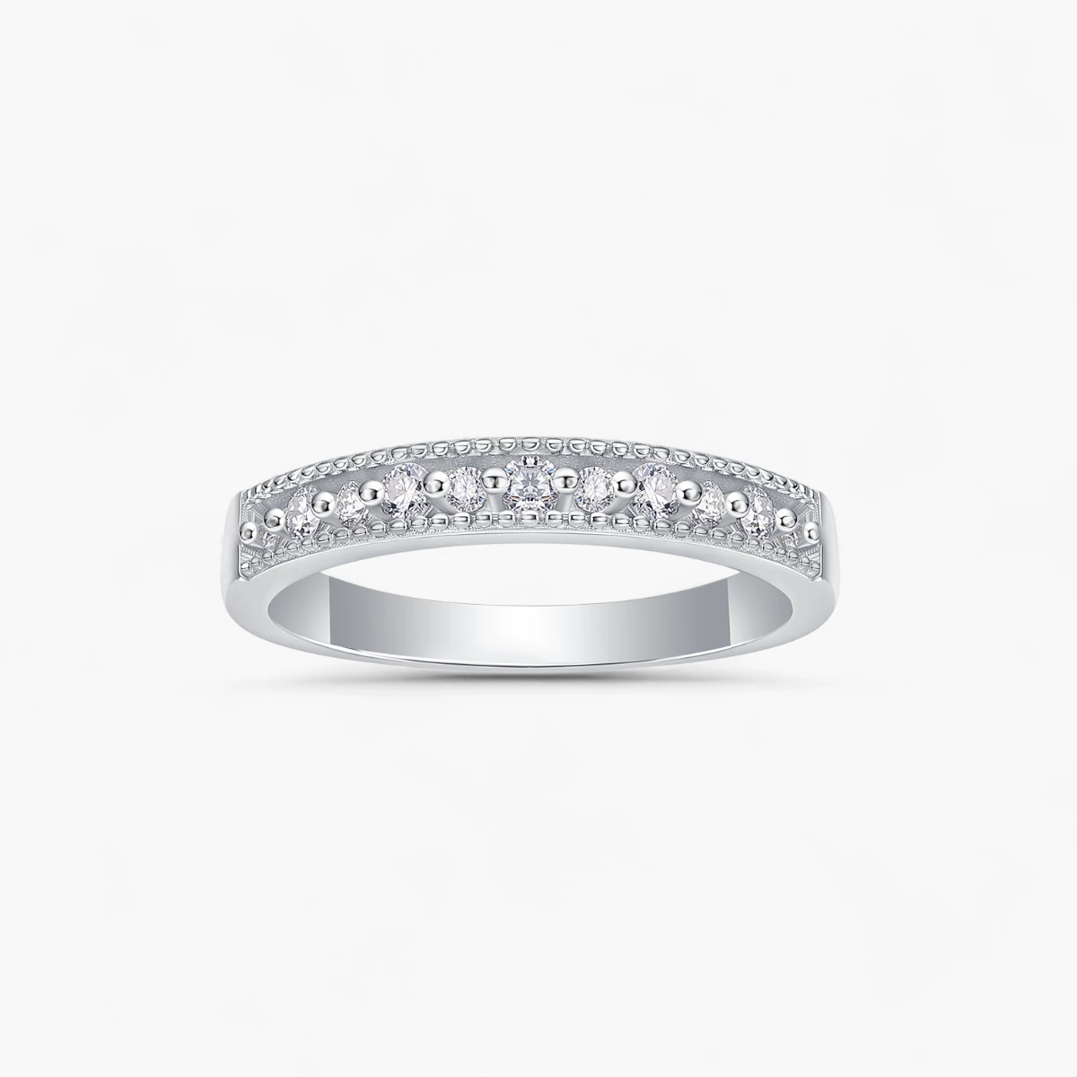 Subtle Halo Moissanite Half Eternity Ring