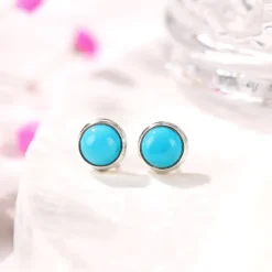 Alternative view of Round Turquoise Studs