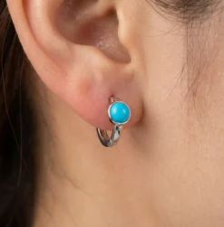 Alternative view of Round Turquoise Hoops
