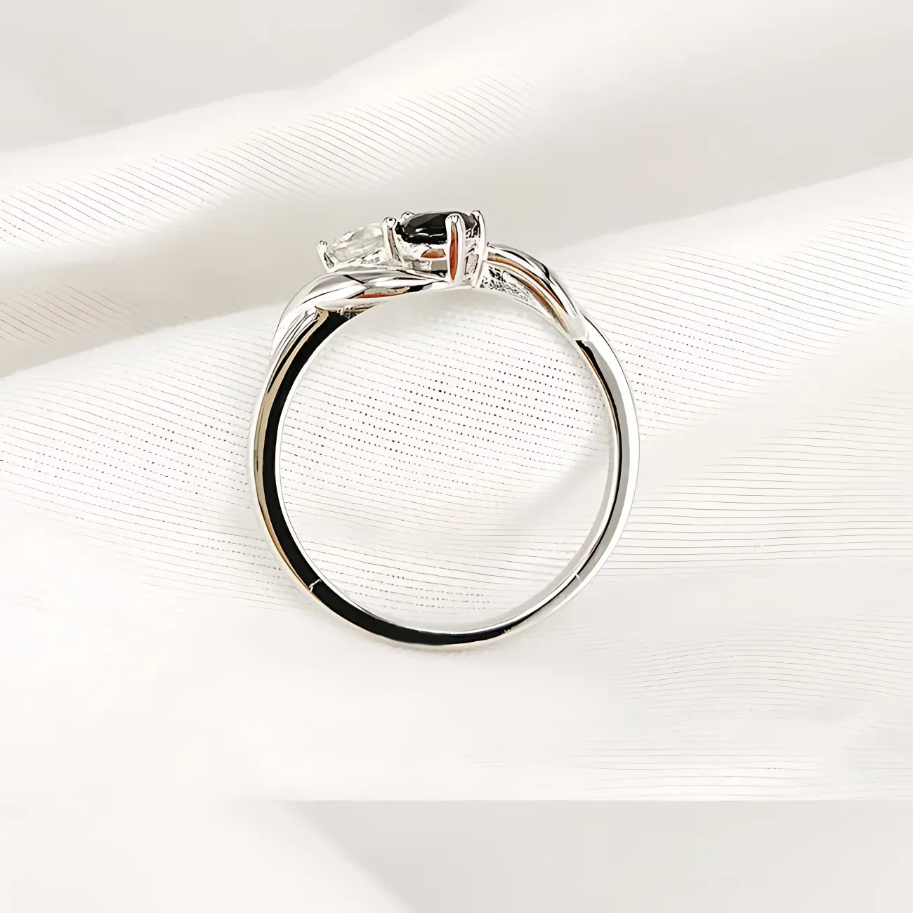 Twist Two Tone Moissanite Ring - Image 4