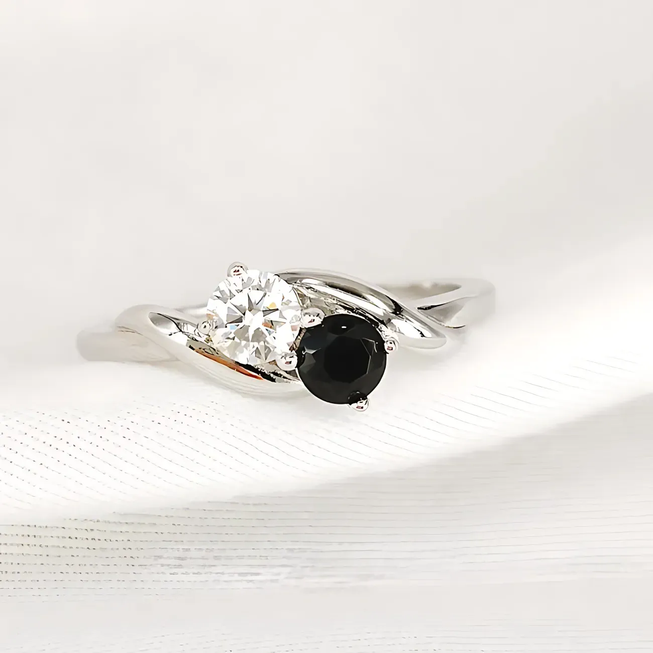 Twist Two Tone Moissanite Ring - Image 3