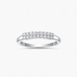 Two-Row Moissanite Thin Half-Eternity Ring