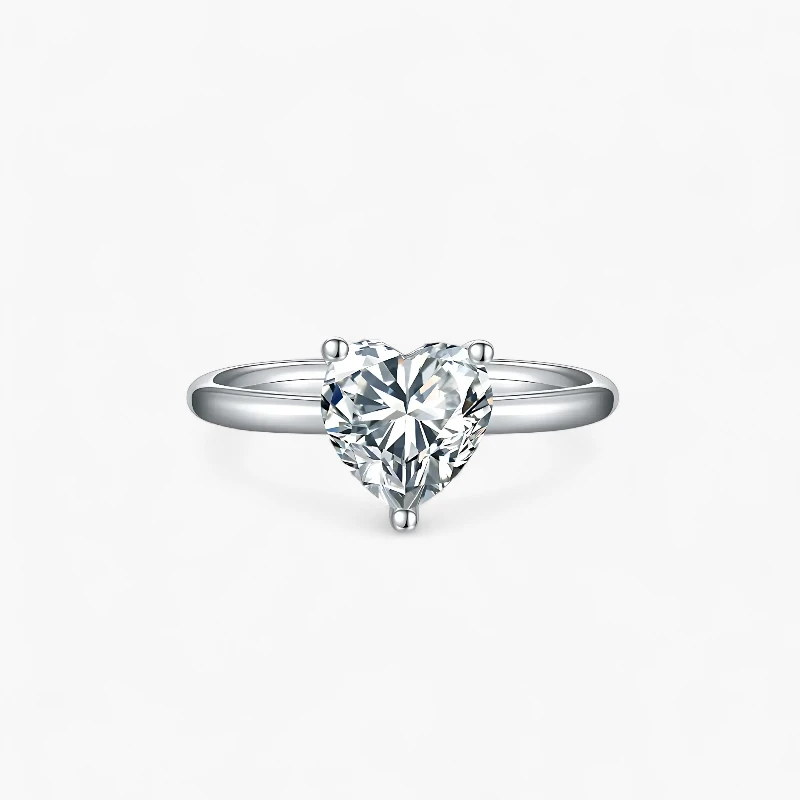 2ct Heart Moissanite Solitaire Ring