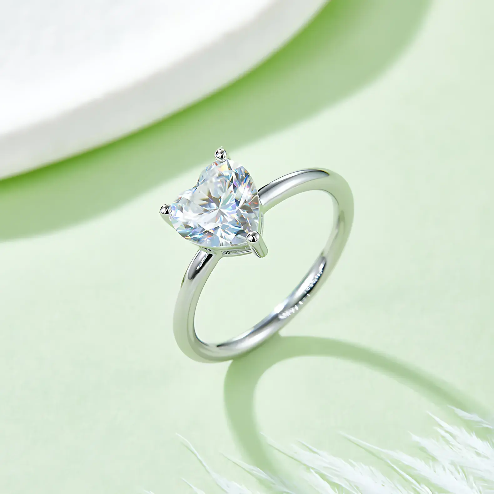 2ct Heart Moissanite Solitaire Ring - Image 3