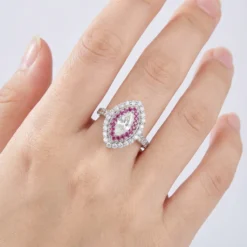 Alternative view of 1ct Marquise Moissanite Halo Ring