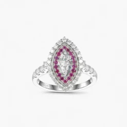 1ct Marquise Moissanite Halo Ring