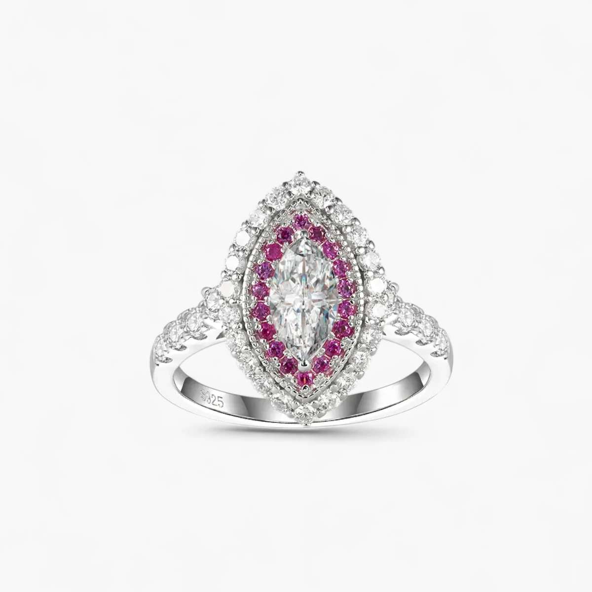 1ct Marquise Moissanite Halo Ring