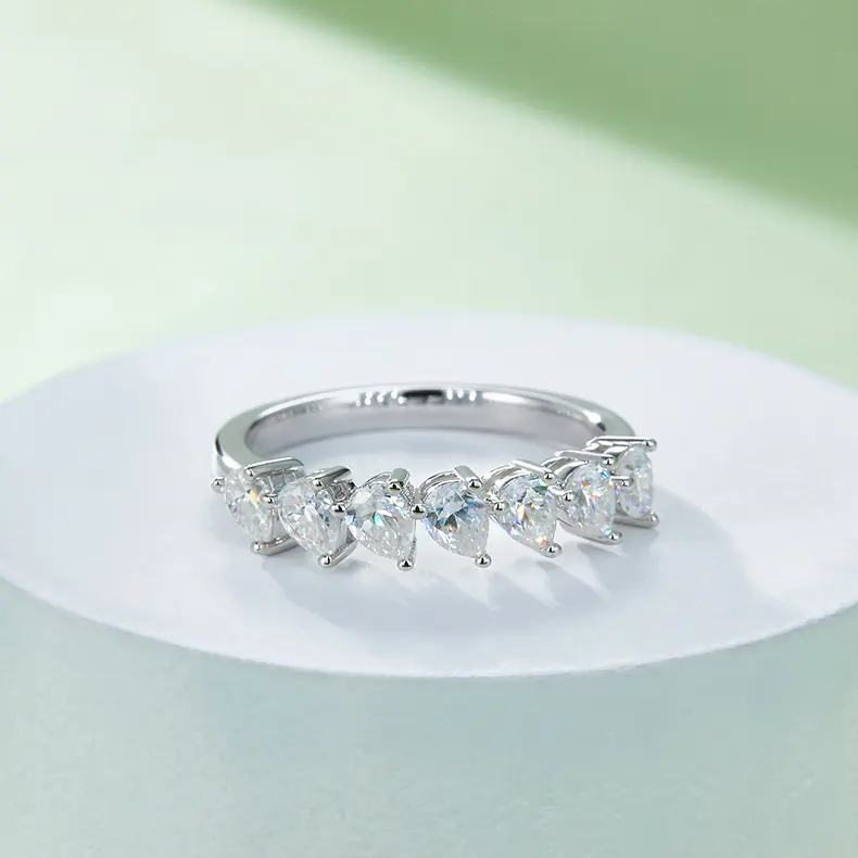 3.5mm Pear Half Eternity Ring - Image 4