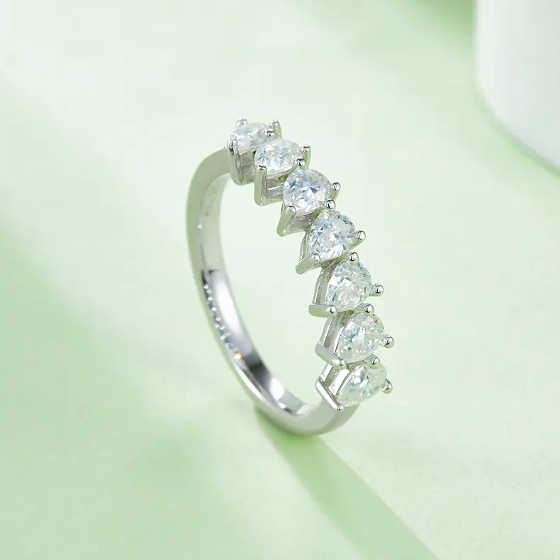 3.5mm Pear Half Eternity Ring - Image 2