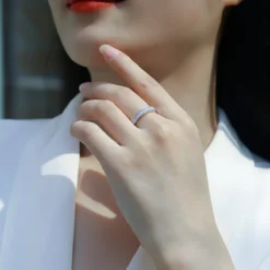 Alternative view of Emerald-cut Moissanite Half Eternity Ring