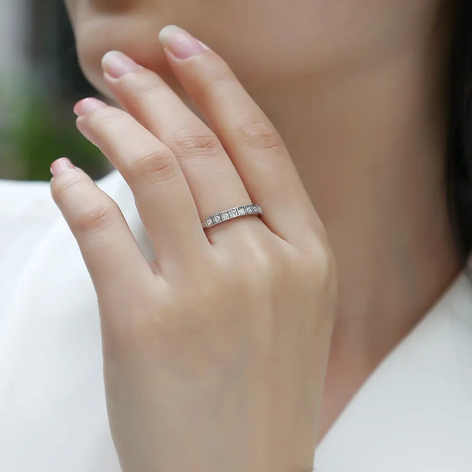 Moissanite Square-Set Eternity Ring - Image 4