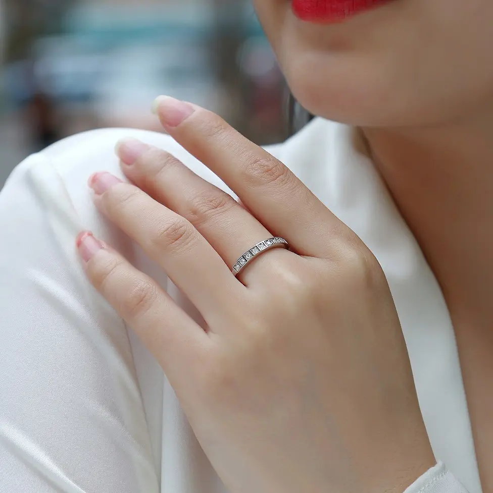 Moissanite Square-Set Eternity Ring - Image 2