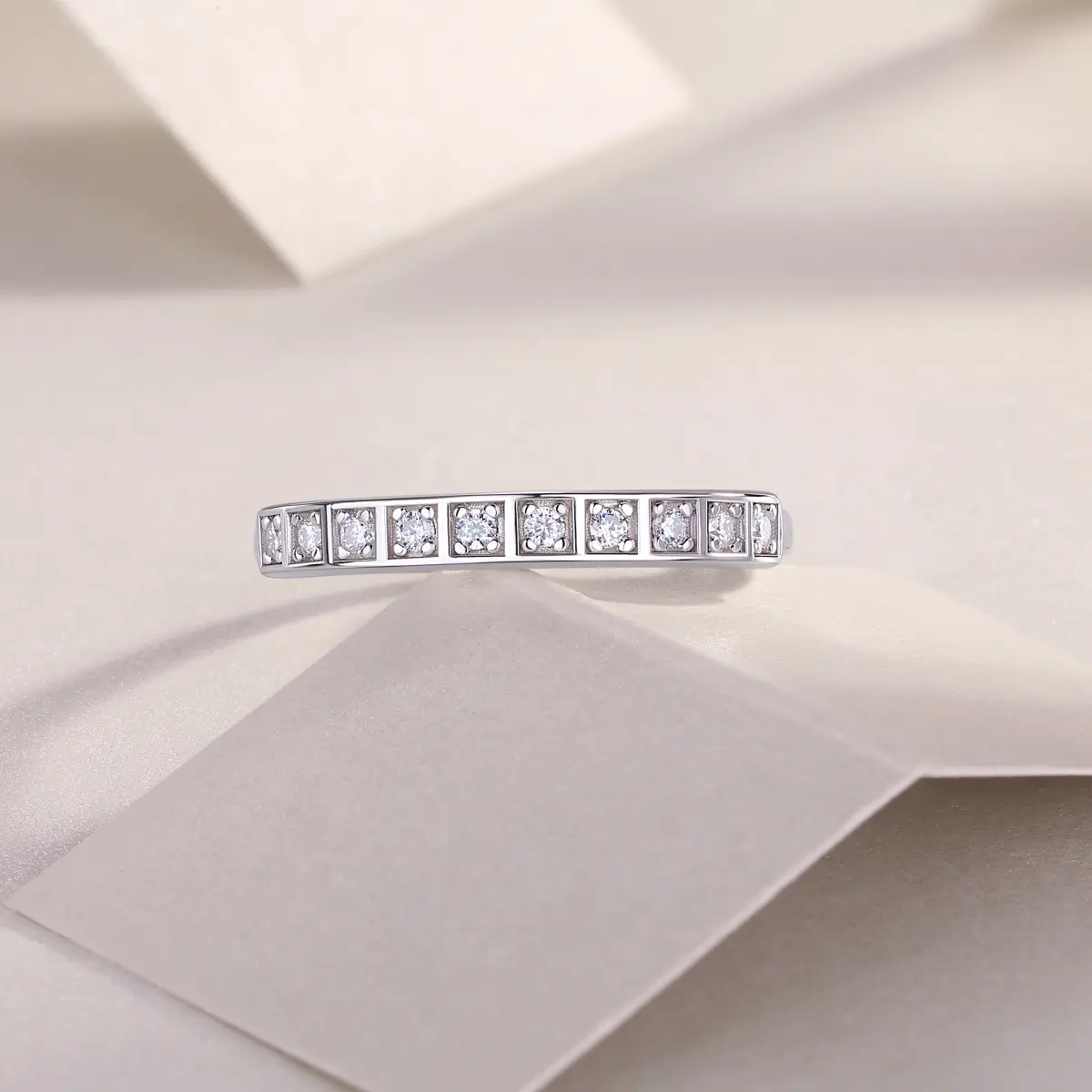 Moissanite Square-Set Eternity Ring - Image 3