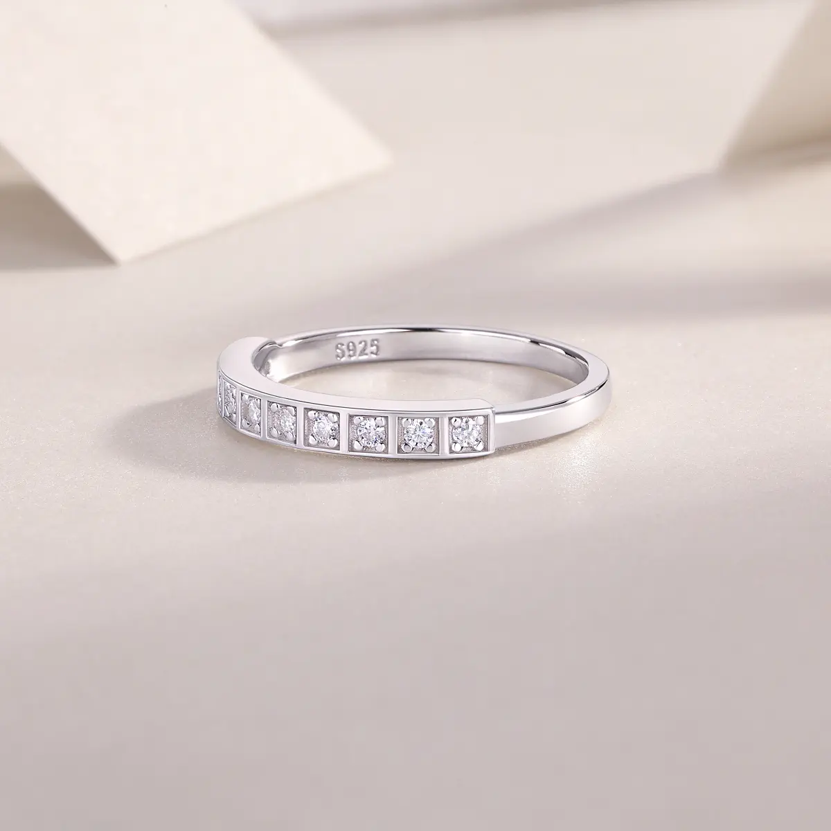 Moissanite Square-Set Eternity Ring - Image 7