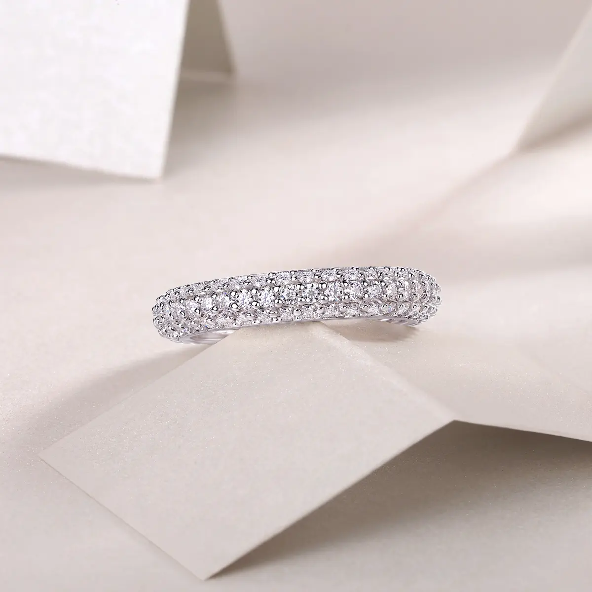 3.5mm Pave Three Row Eternity Ring - Image 5