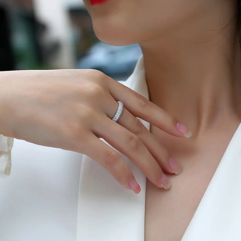 3.5mm Pave Three Row Eternity Ring - Image 2