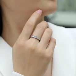 Alternative view of Subtle Halo Half Eternity Ring