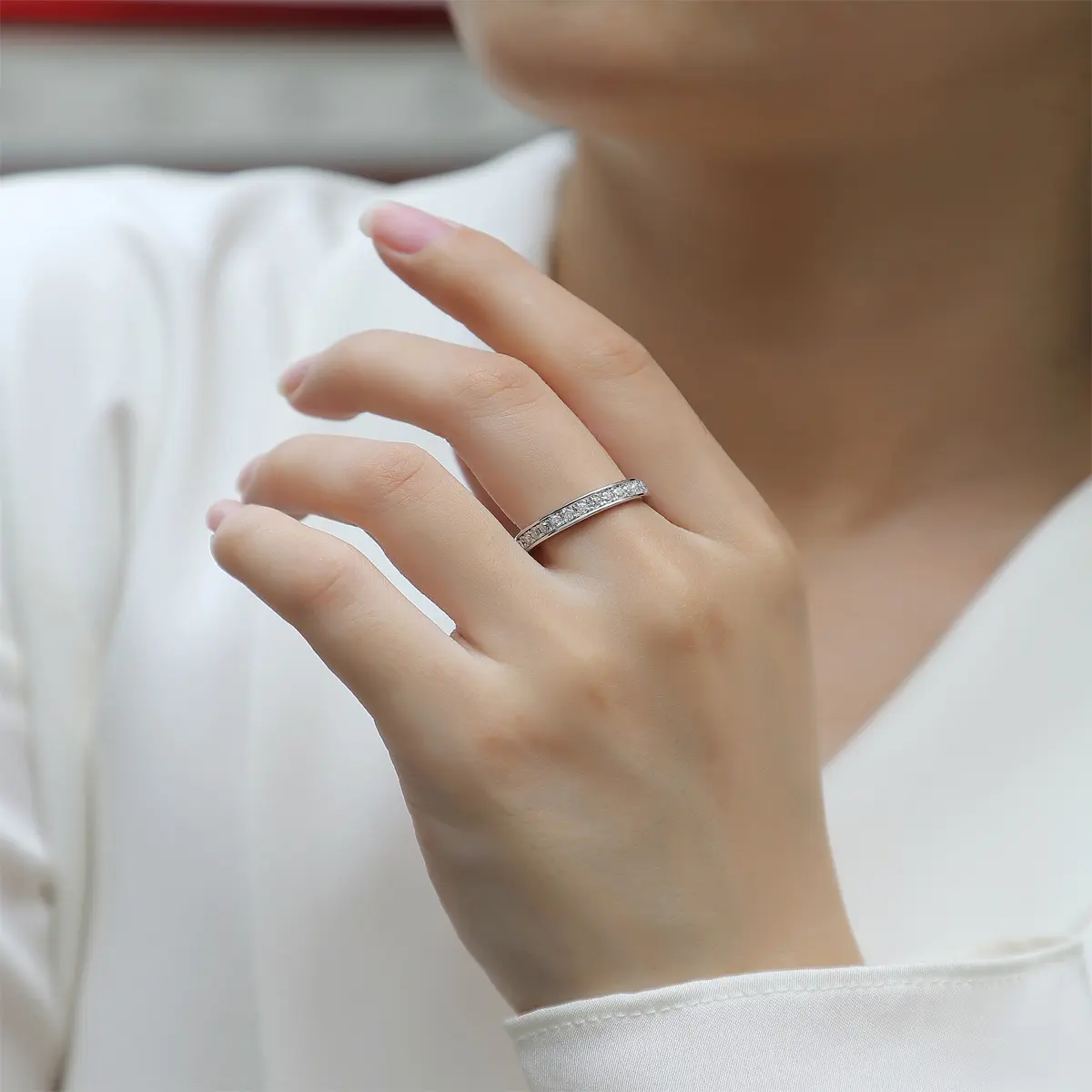 Subtle Halo Half Eternity Ring - Image 5