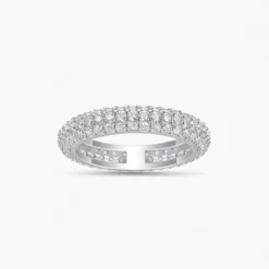 3.5mm Pave Three Row Eternity Ring